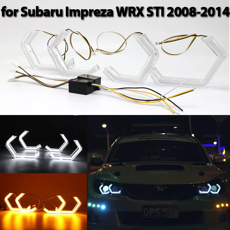 

M4 Style White Yellow Halo Ring Angel Eyes Turn Signal Switchback LED Tuning Headlight for Subaru Impreza WRX STI 2008-2014