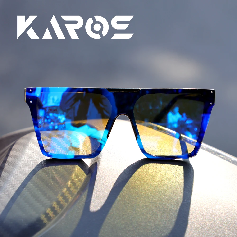 Karos Fashion Square Sunglasses UV400 Protection Large Lens Outdoor Glasses for Men Women Cycling Hiking Fishing Sports YZ2017