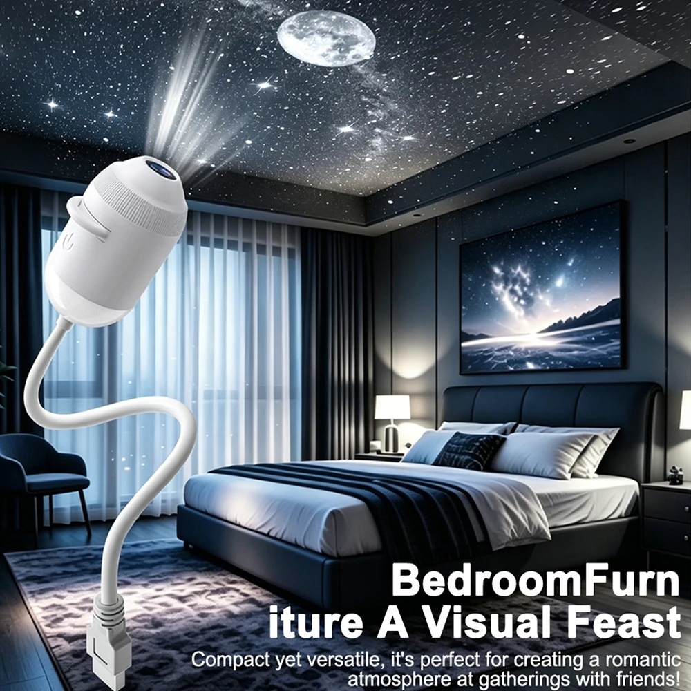2-in-1 USB Galaxie-Projektor Licht Auto-Innenraum Dach-Ambiente Sternenprojektionslampe Manueller Fokus Atmosphäre Sternenhimmel Nachtlicht