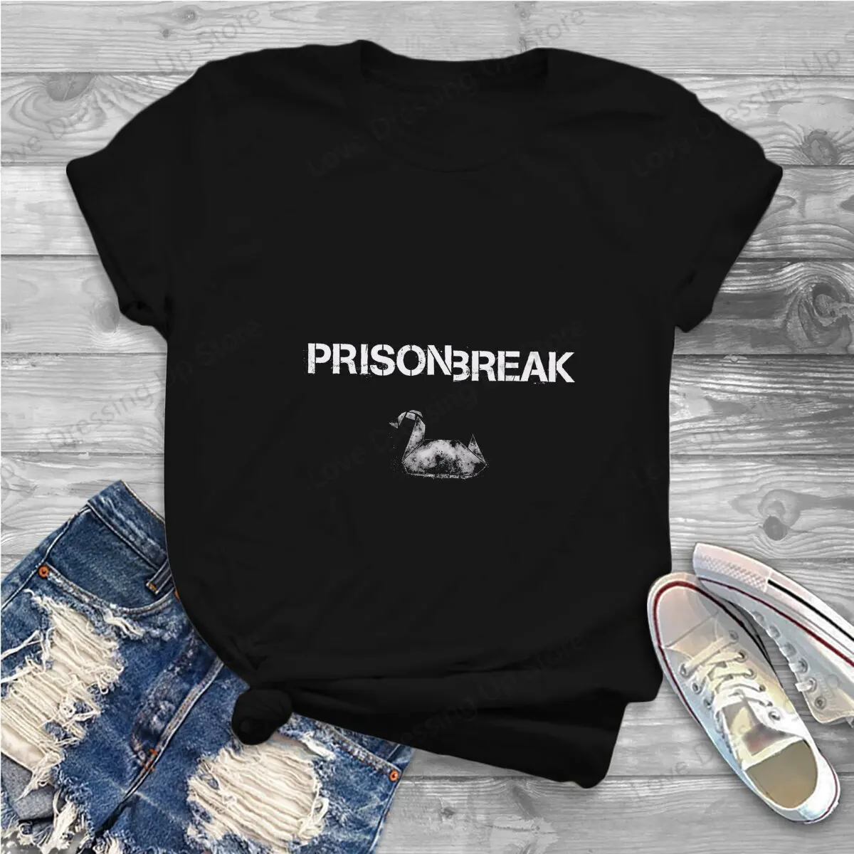 Prison Break 2 Vintage O Neck Woman TShirt  Harajuku Casual Short Sleeve Polyester T-Shirt Special