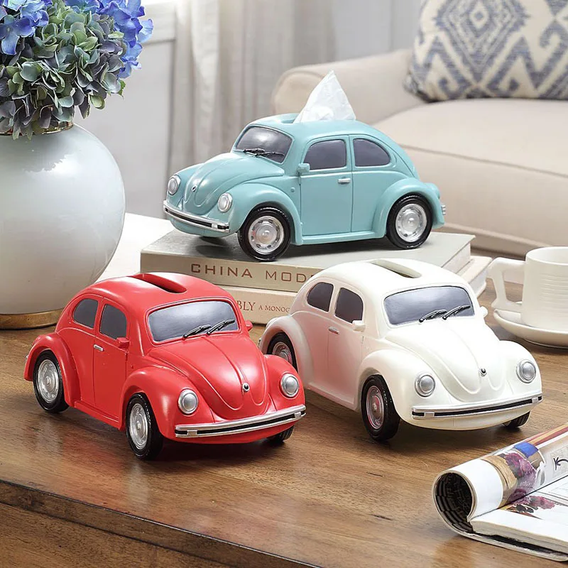 Beetle Car Tissue Box Creative Car Model Tissue Holder Box For Kids Room Resin Beetle Car Model Ornaments Office Home Decor