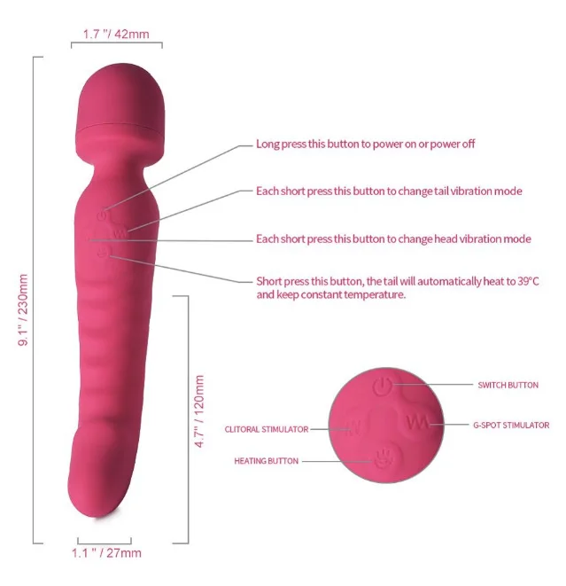 Double Head Powerful Clit Vibrators for Women AV Magic Wand Massager Dildo G Spot Orgasm Clitoris Stimulator Masturbator