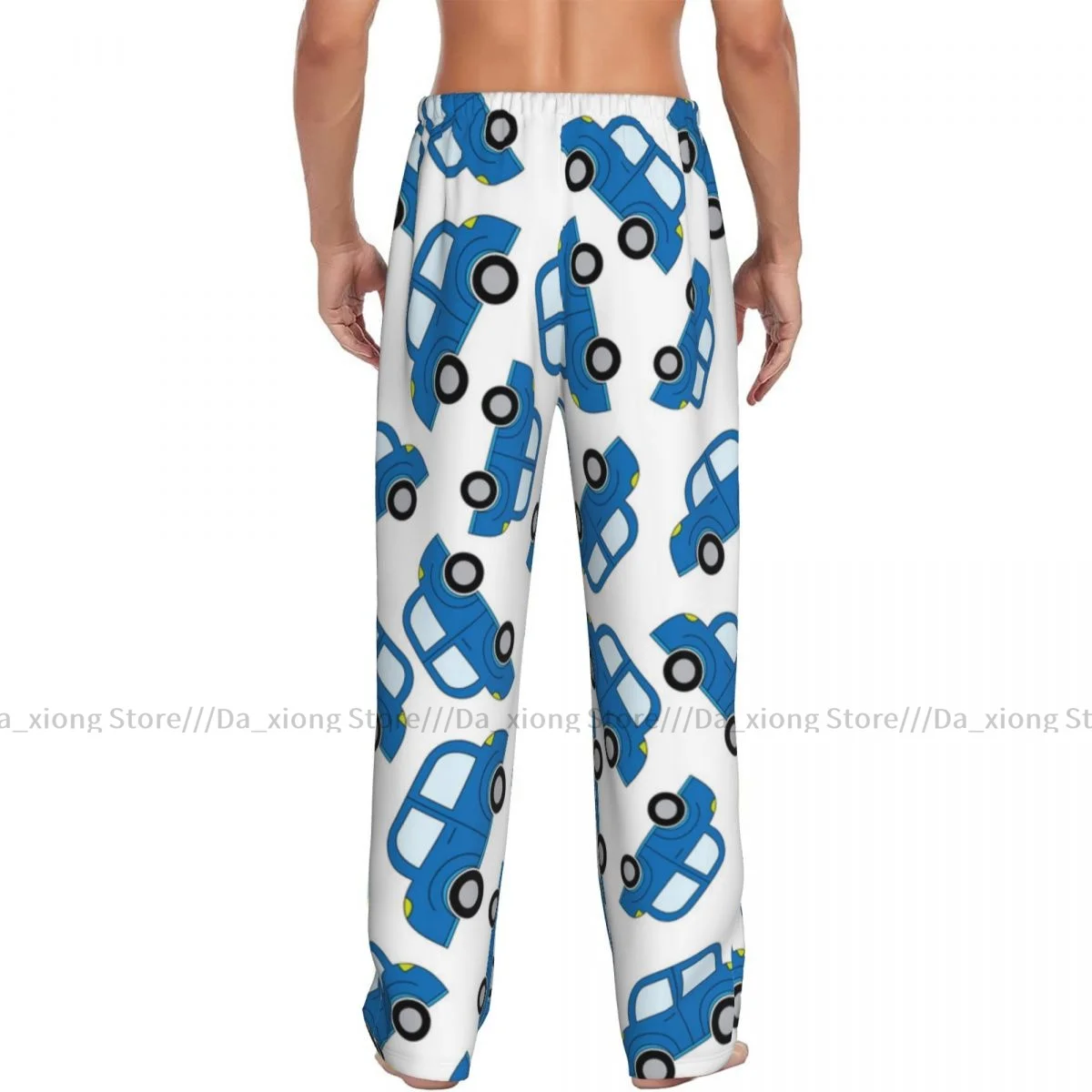 Heren Casual Pyjama Lange Broek Losse Elastische Tailleband Cartoon Auto 'S Patroon Gezellige Nachtkleding Home Lounge Broek