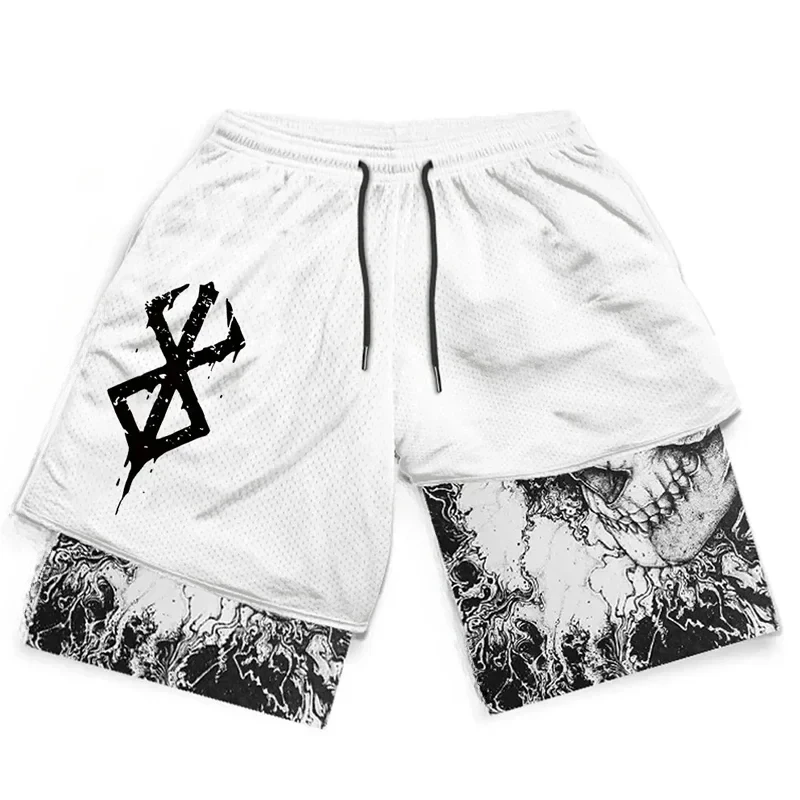 Novo verão dos homens streetwear anime cintura alta oversize respirável ginásio calças curtas treinamento de fitness treino pista shorts roupas