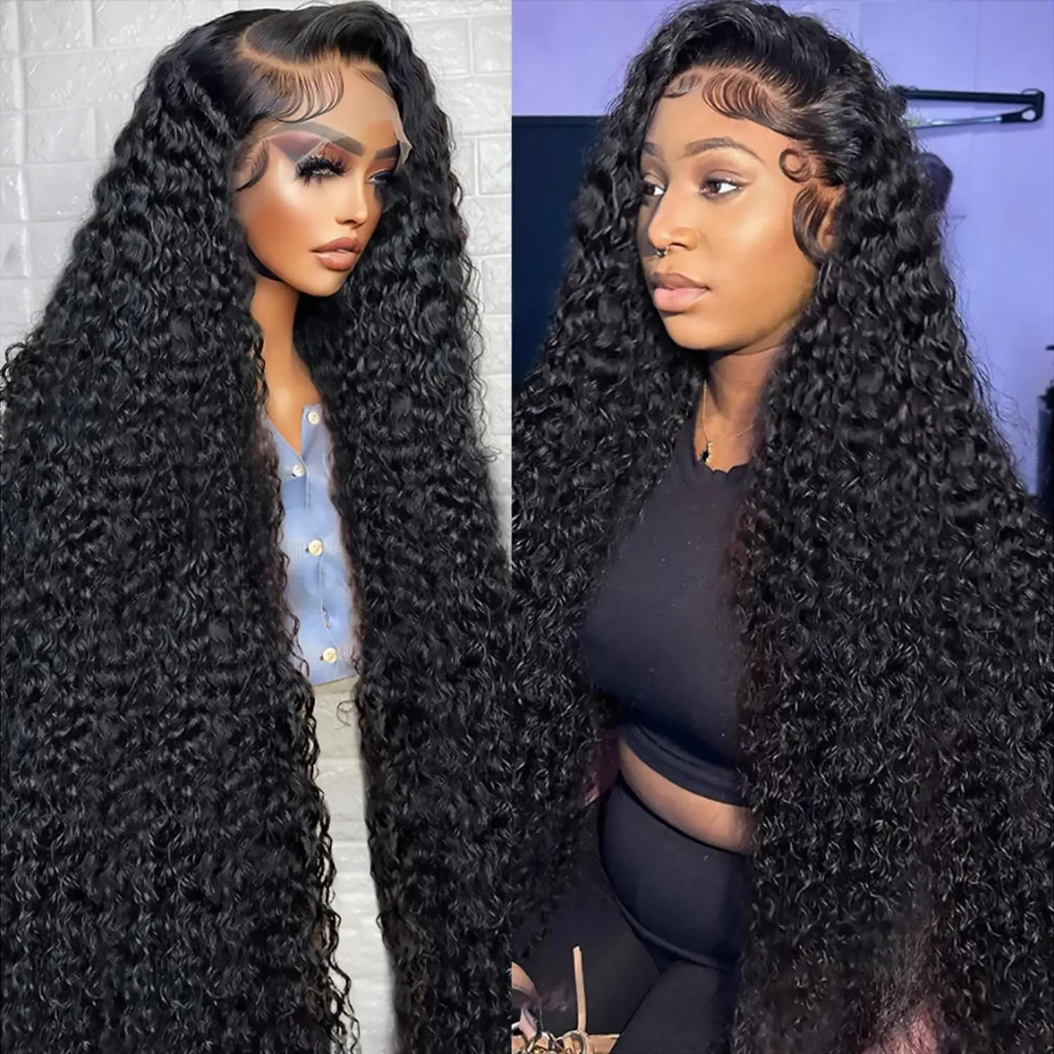 13x4 Transparent Lace Front Human Hair Wigs Brazilian 30 Inch 180% Loose Curly 13x6 Deep Wave Lace Frontal Wig For Women