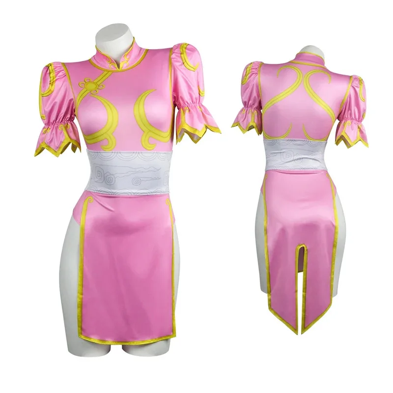 

25COSGame Street Chun Li Косплей Костюм Sutorito Faita Cheongsam розовое платье для женщин и девочек Qipao Chunli наряд костюм на Хэллоуин