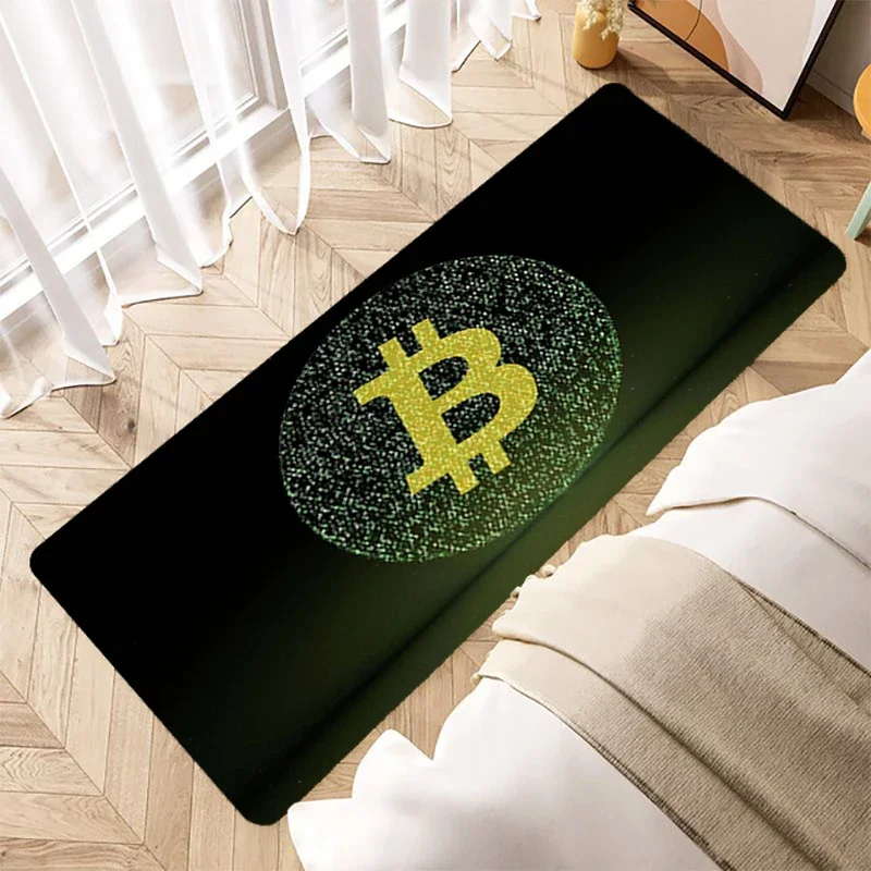 Entrance Doormat Bitcoin Logo Rugs Bathroom Floor Mats Home Carpet Hallway Carpets Bath Foot Non-slip Mat Lounge Rug House Decor