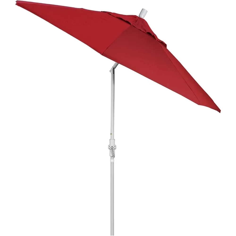 Umbrella 9' Round Aluminum Market Umbrella, Crank Lift, Collar Tilt, White Pole, Navy Blue Olefin Patio Umbrellas