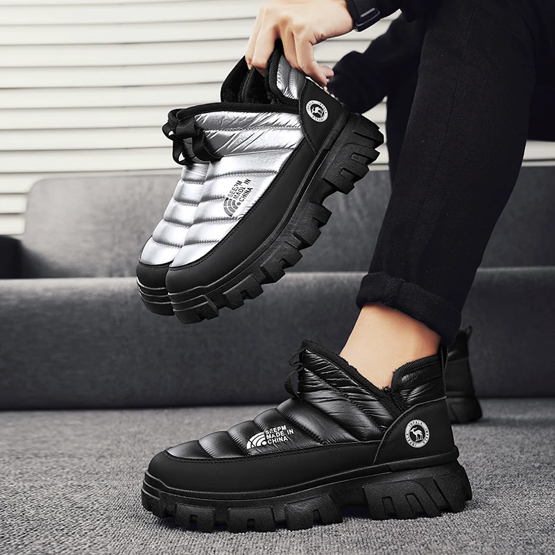 

Зимние зимние ботинки, теплые ботинки на хлопковой подкладке и флисовой подкладке, утолщенная мужская обувь, модная уличная обувь с высоким берцем MD350