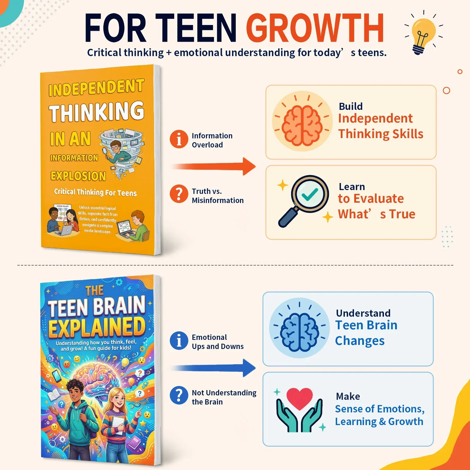 2-Book Teen Brain and Critical Thinking Book Set, Includes Independent Thinking in an Information Explosion and The Teen Brain