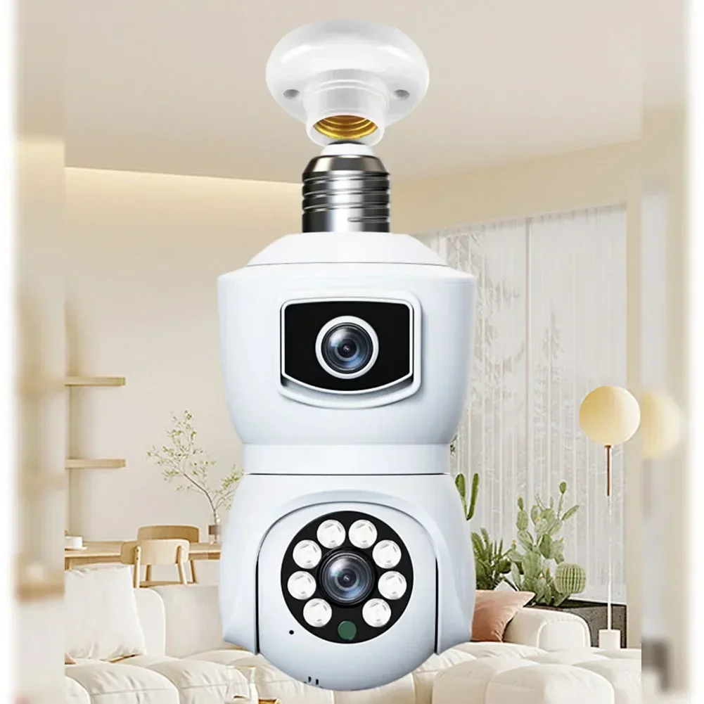 4MP V380 APP Dual Lens E27 Lamp Head Socket Full Color Wireless PTZ IP Dome Camera Intercom Security Baby Monitor Auto Tracking