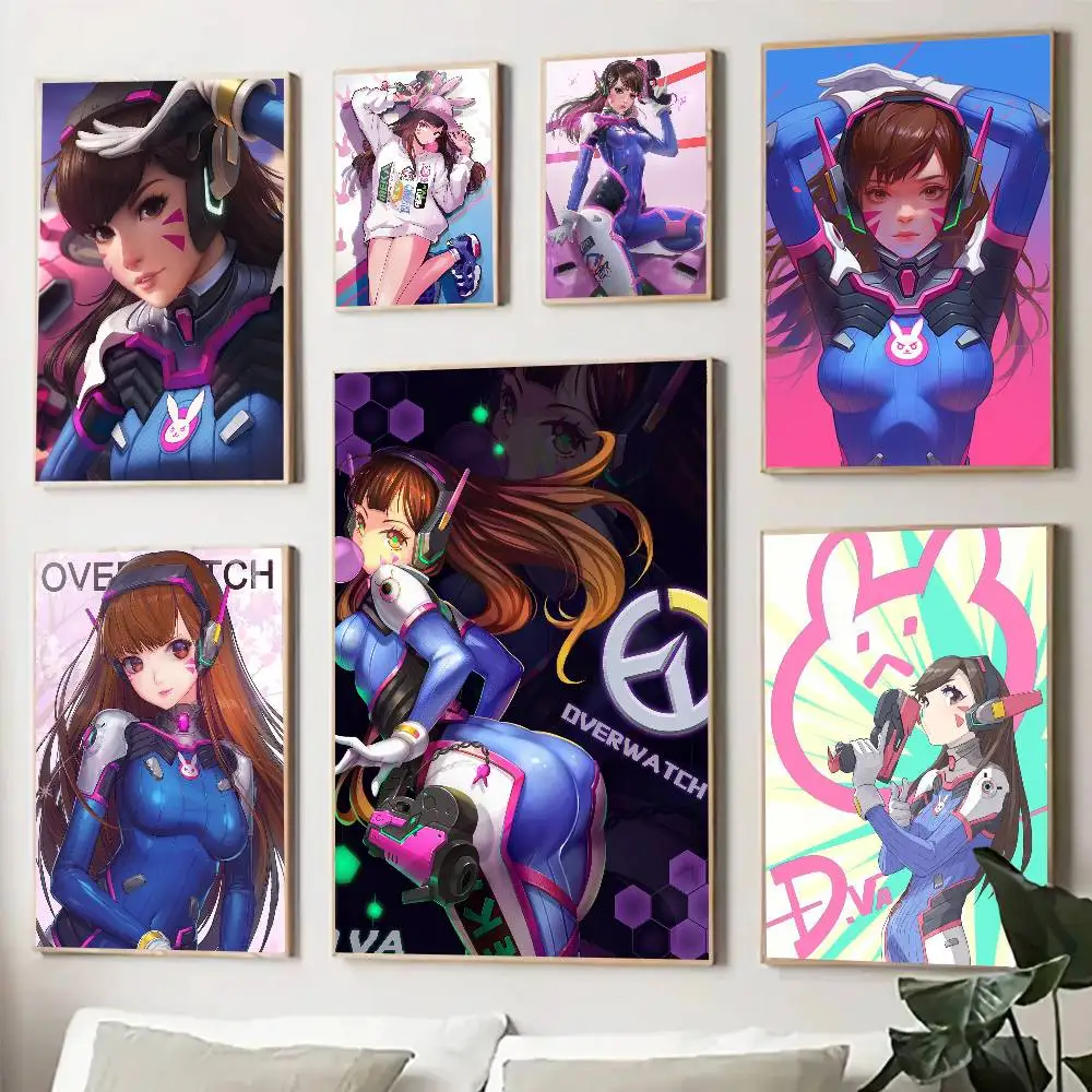 Game O-Overwatch D-D.Va Posters Living Room Bar Cafe Quality Canvas Vintage Style Comics Painting Art Home Wall Decor Picture