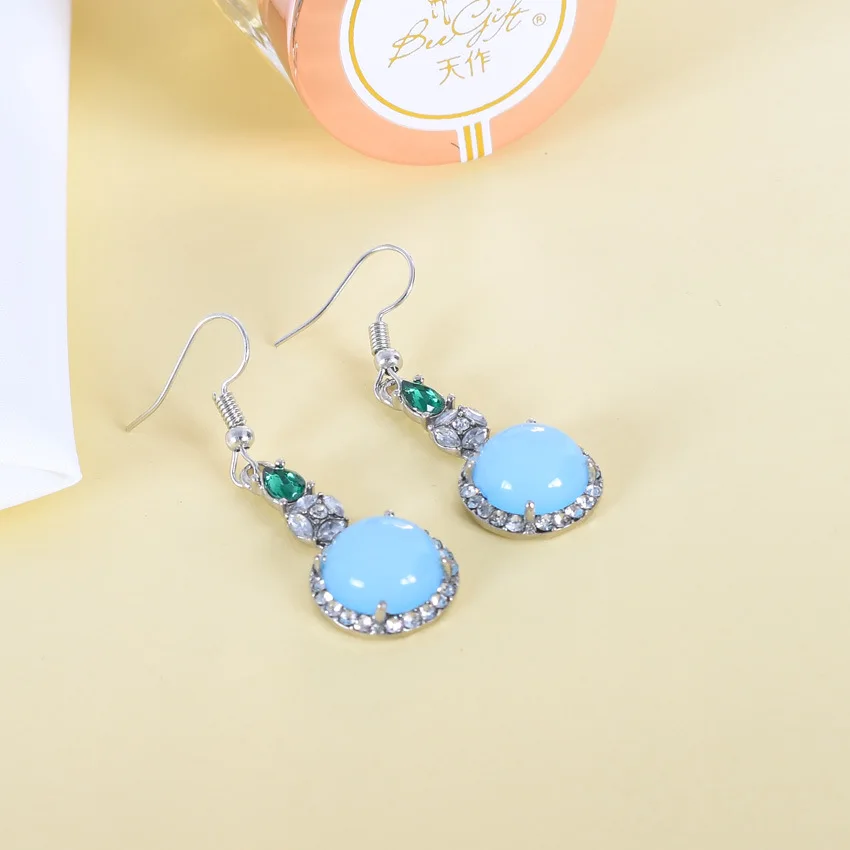 Blue Natural Jade Earrings Vintage Designer Amulet Luxury Real Jewelry Carved Gemstone Lucky Charm Fashion Accessories