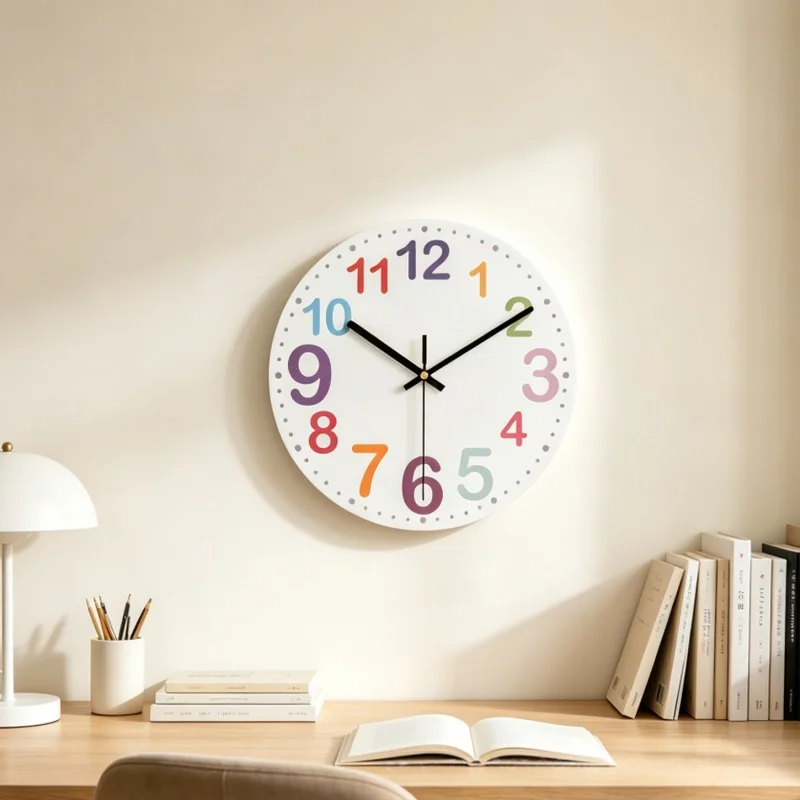 

Minimalist Wall Clock for the Living Room | New Minimalist Cartoon-Style Candy-Colored Wall Clock for the Dining Room, Bedroom,