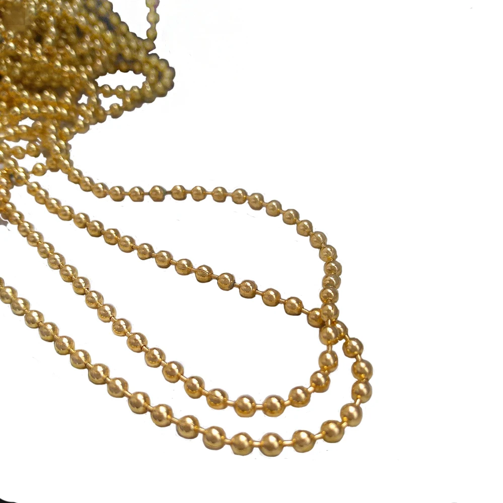 5m Chains For Jewelry Making Handicrafts Bracelet 2.4mm Ball Gold Plated Brass Link Make Necklace Lots DIY Customize Components