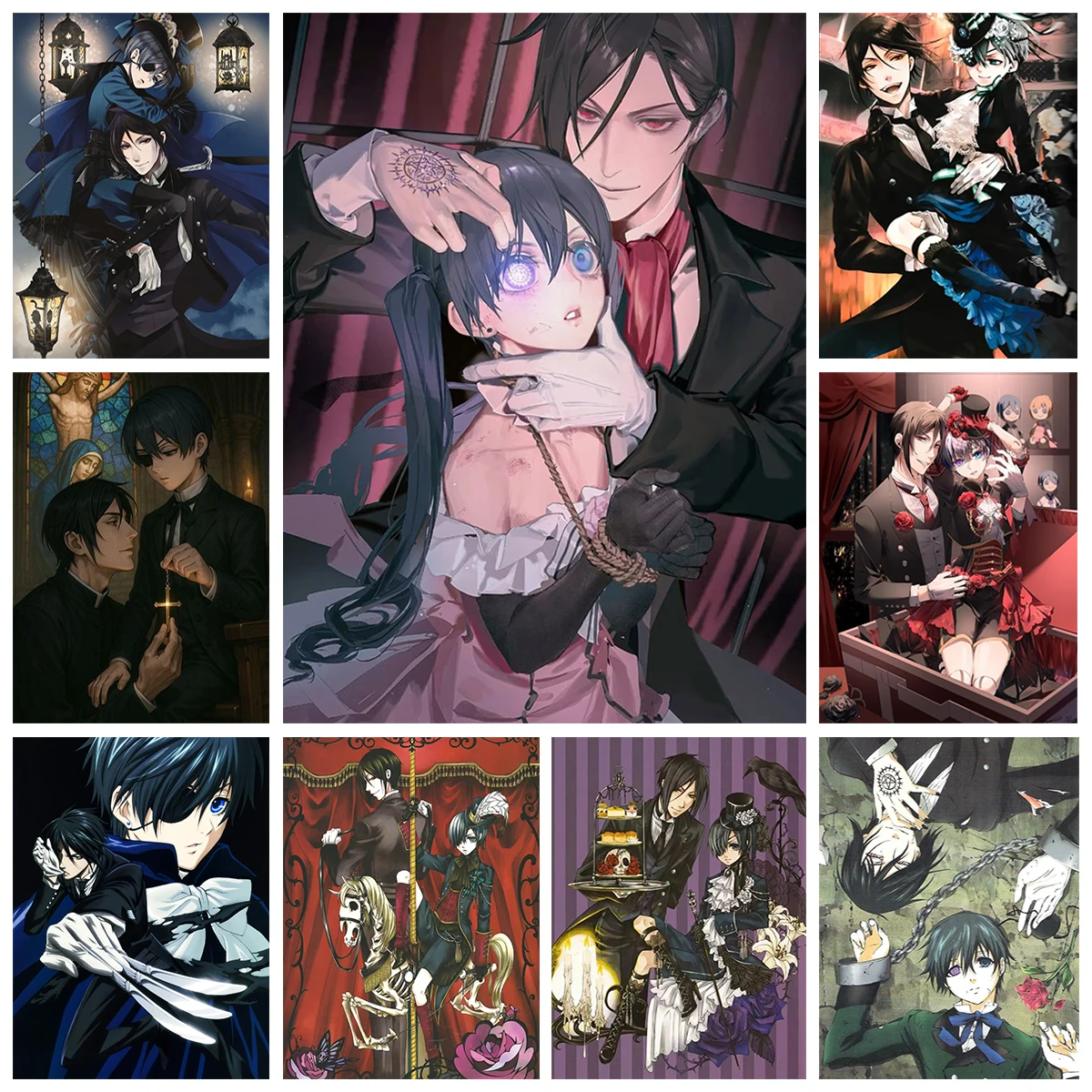 Black Butler 5D DIY Diamant Malerei Ciel Sebastian Lizzy Mosaik Wandbild Diamant Stickerei Animation Home Decor Fan Sammlung