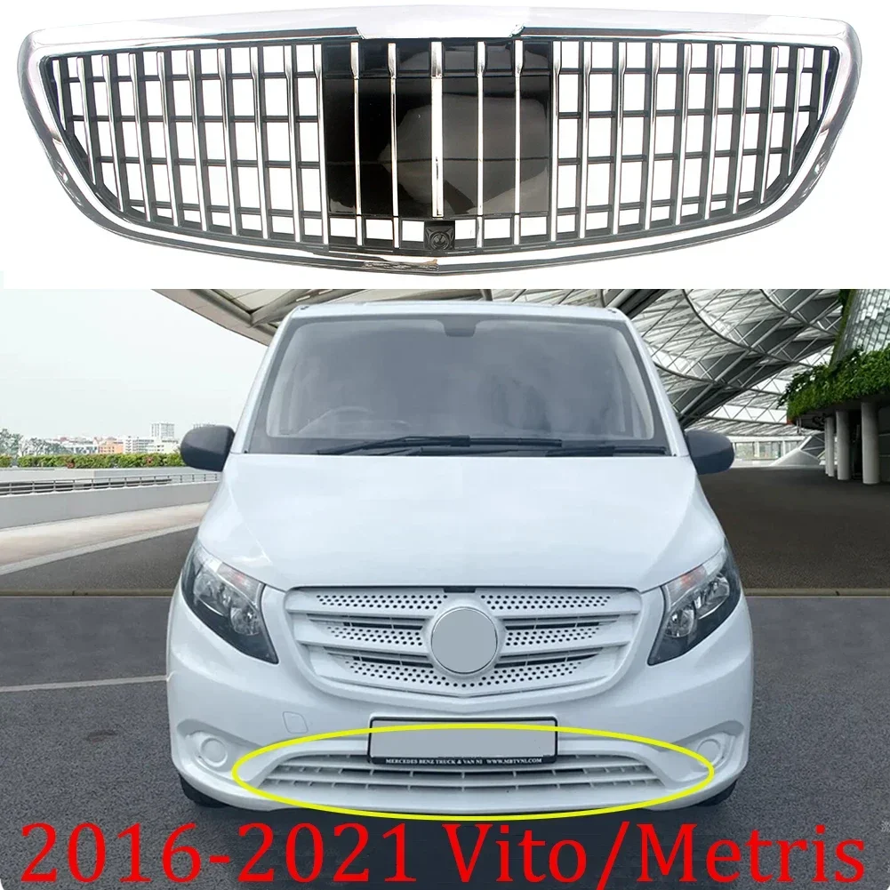 Front Racing Facelift Grille Upper Grill For Mercedez-Benz V-Class W447 V220d V250d V260L Metris/Vito 2016+ Maybach Style