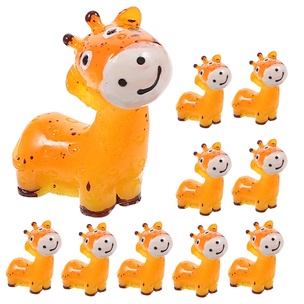 

10 Pcs Mini Deer Figurines Resin Bonsai Decor Small Statue Micro Landscape Household Desk Ornament Garden Decoration