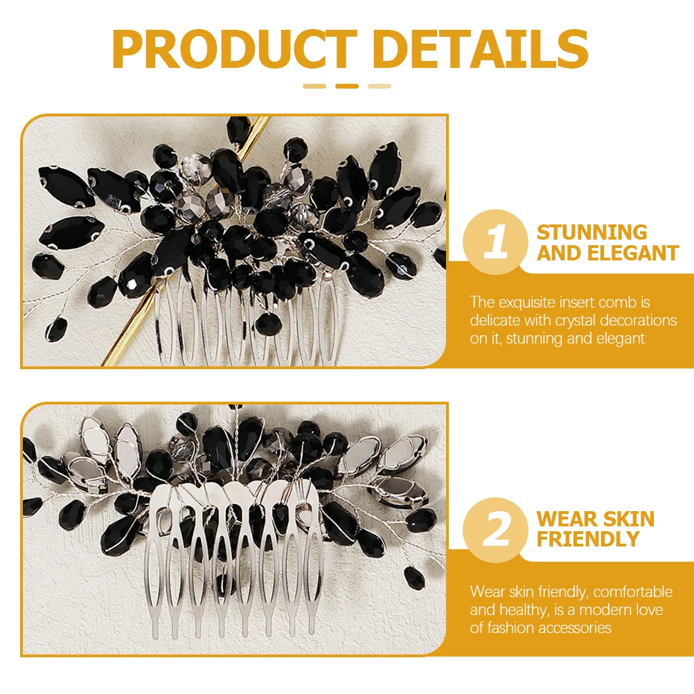 

Темная хрустальная расческа, свадебные аксессуары, расчески со стразами, головной убор подружки невесты, свадебная расческа для волос, нежная невеста