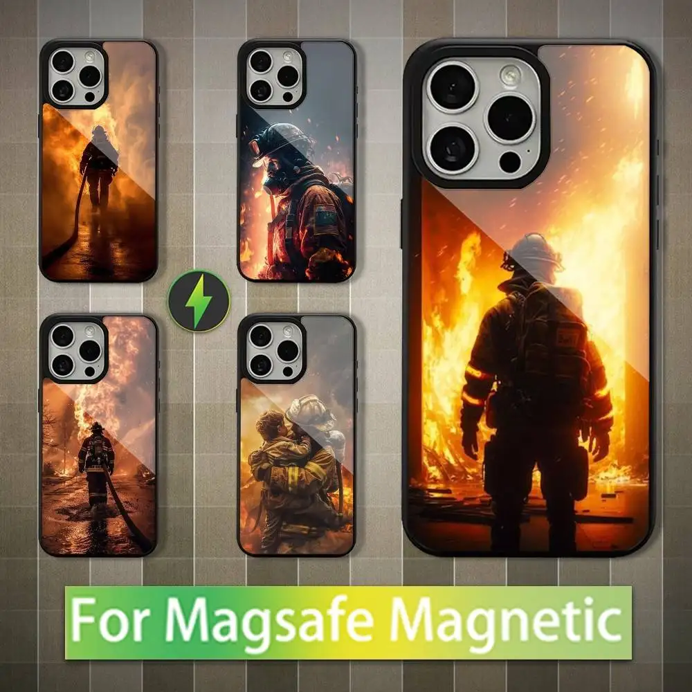 

Fire Disaster Firefighter Phone For iPhone 17,12,11,16,15,13,14,Pro,Max,Plus,Mini, For Magsafe,Magnetic Wireless Charging Case