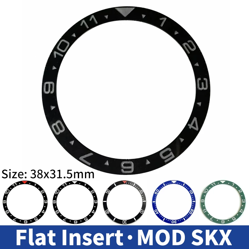 SKX Ceramic Insert 38*31.5mm Flat Bezel Inserts MOD Original SKX007 Crystal 31.5mm Black/Blue/Green Modified Watch Accessories