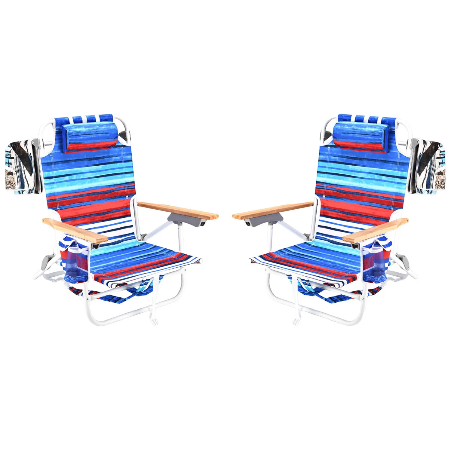 

2PCS Backpack Beach Chairs for Adults Beach towel backpack beach chairs for adults 5 position chair with pouch folding lightweig