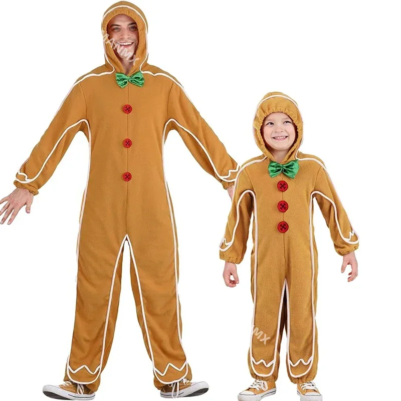 Men Gingerbread Cookie Jumpsuit Girl Boy Kid 2024 New Arrival Christmas Family Costume Fancy Dress Up