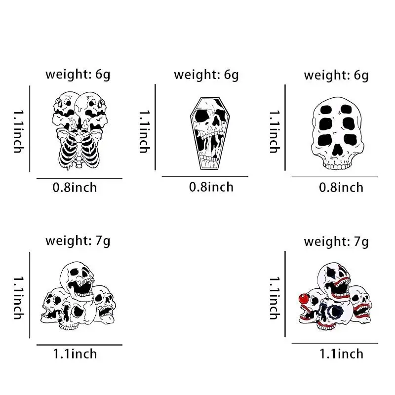 Pin Club | Punk Skull Enamel Brooch Custom Gothic Skeleton Halloween Gift Backpack Hat Clothing Decoration Accessories Wholesale