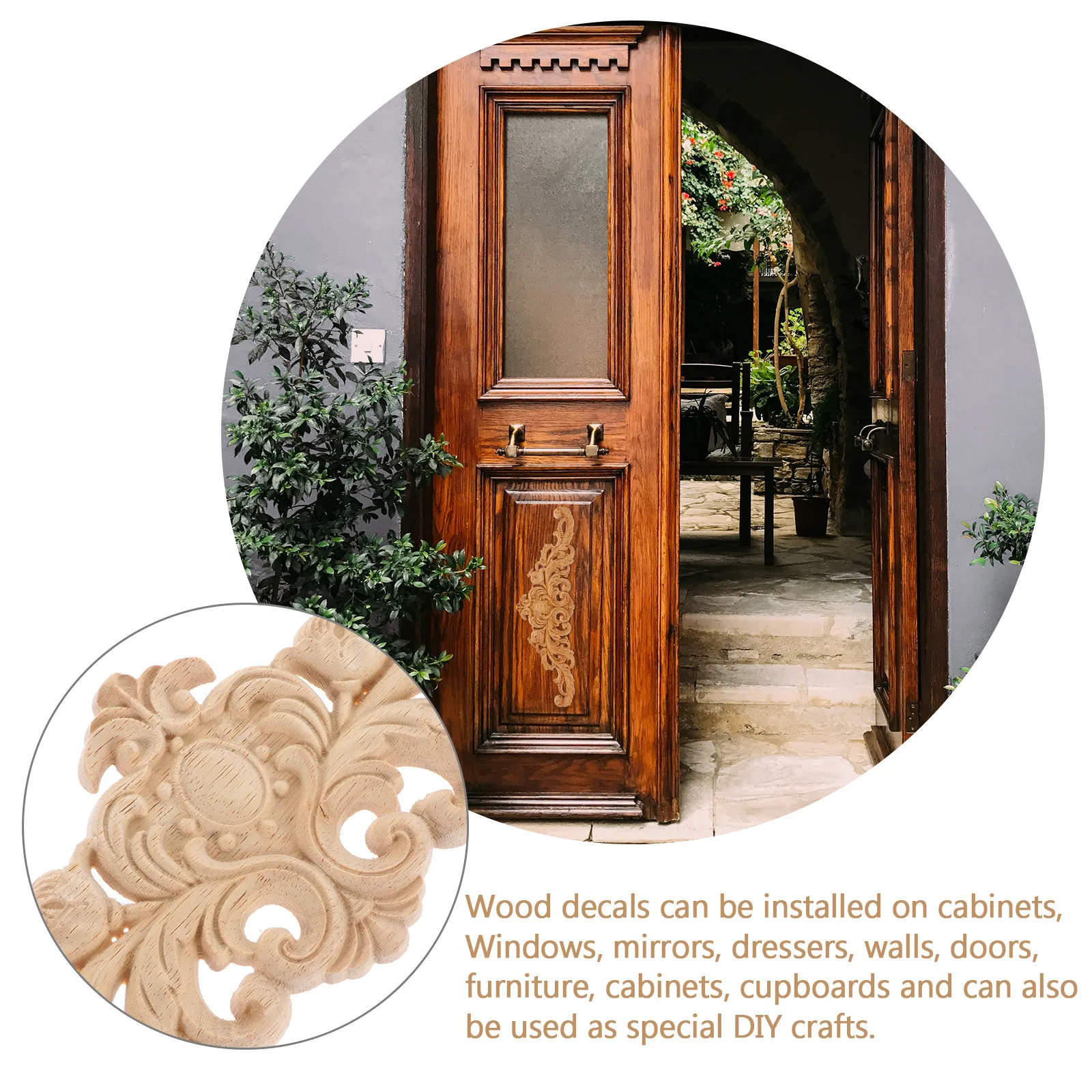

4Pcs Wood Carved Onlay Appliques Unpainted DIY Wooden Applique for Furniture Door Cabinet Wall Corner Retro Carved Wood
