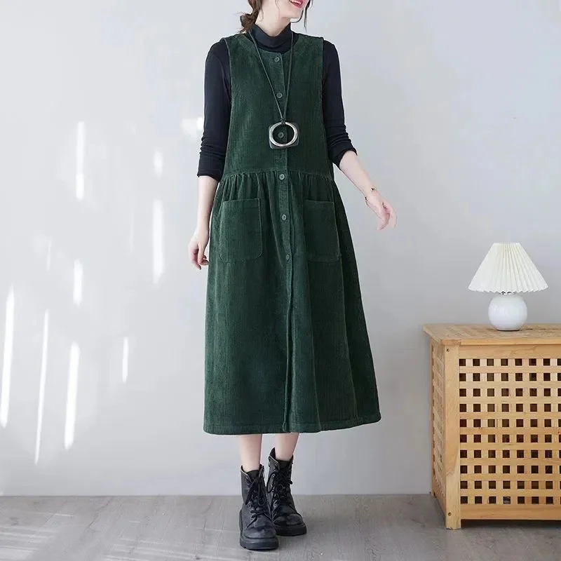 ربيع الخريف جديد ريترو سروال قصير سترة حزام المرأة بلون مزاجه واحدة الصدر أكمام تانك فساتين XQ312