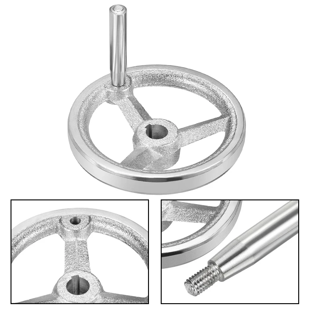 100mm 394 Inch Handwheel Cast Iron Chrome Plated with Handle for Machine Tool Adjustment Including For Milling Machines