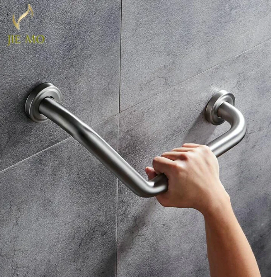 Bathroom Bathtub Black Stainless Steel Armrest Toilet Handle Grab Bar Toilet Elderly Accessibility Railing