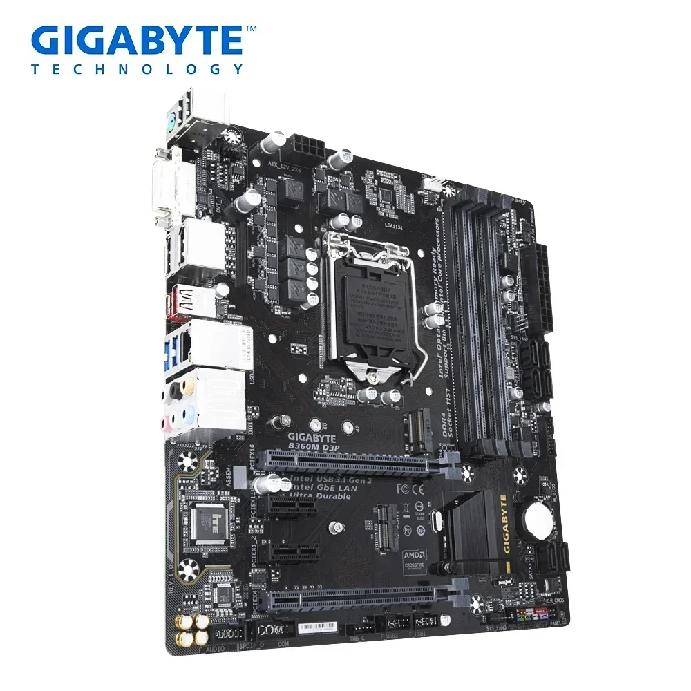 GIGABYTE B360M D3P LGA 1151 Motherboard for 8th 9th Gen Core i3 i5 i7 Processors 4x DIMM Max. 64GB DDR4 Micro ATX Used Mainboard