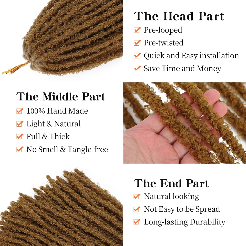 Butterfly Locs Crochet Hair Extensions Synthetic For African Women Curly Braid Strand Afro Woman Soft Curl Braiding Female YOKAS