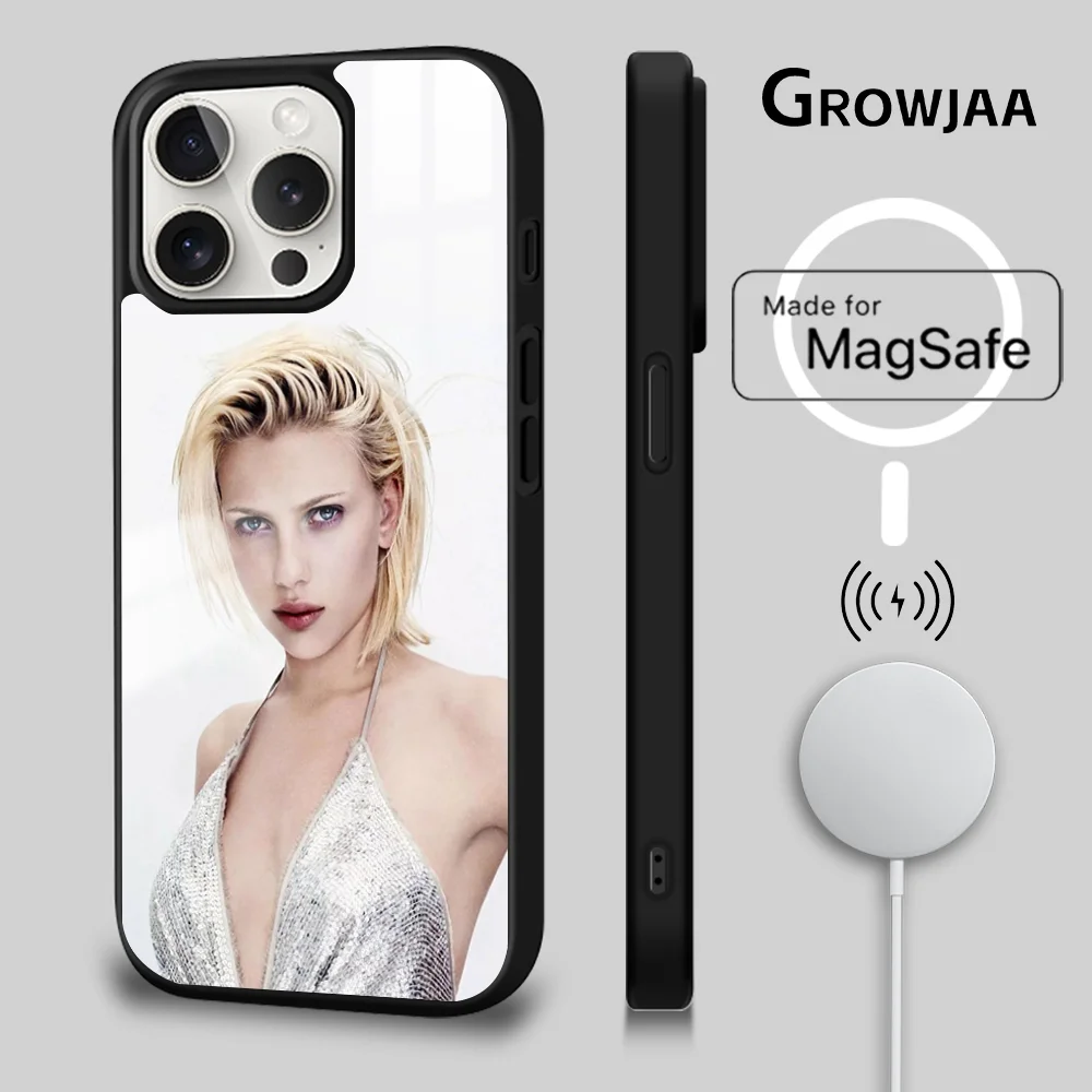 

S-Scarlett Johansson Phone Case For iPhone 15 14 13 12 11 Pro Max Plus Mini Mirror Magnetic Cover Wireless Charging Phone Case