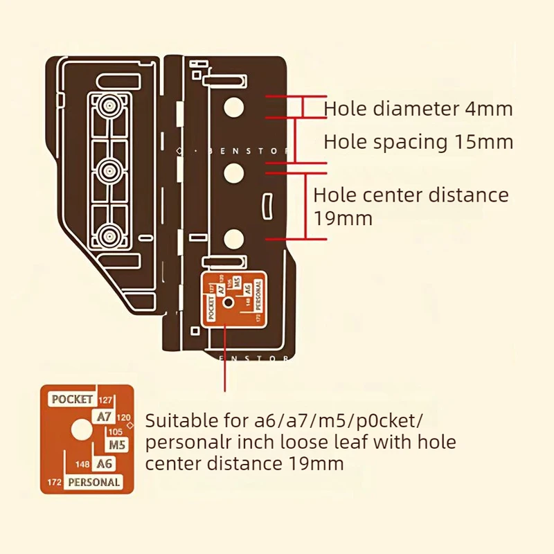 Card Punch 3-hole 4mm Loose-leaf Notebook M5/A7/A6 with Hanging Holes Can Be Put Into Loose-leaf Storage Portable Punch.