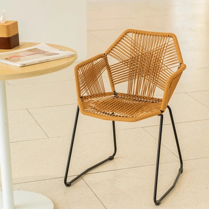 Nordic Leisure Dining Chair Suitable for Coffee Shops and Tea Shops Imitation Rattan Material Outdoor Furniture Camping Chair