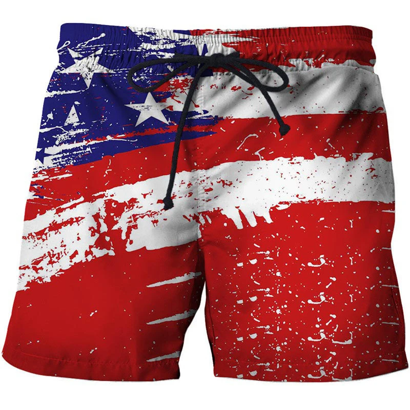 Independence Day Element 3D Digital Printing Beach Shorts Summer New Men's Swimming Trunks Kids Quick Dry Ice Shorts Sportwear