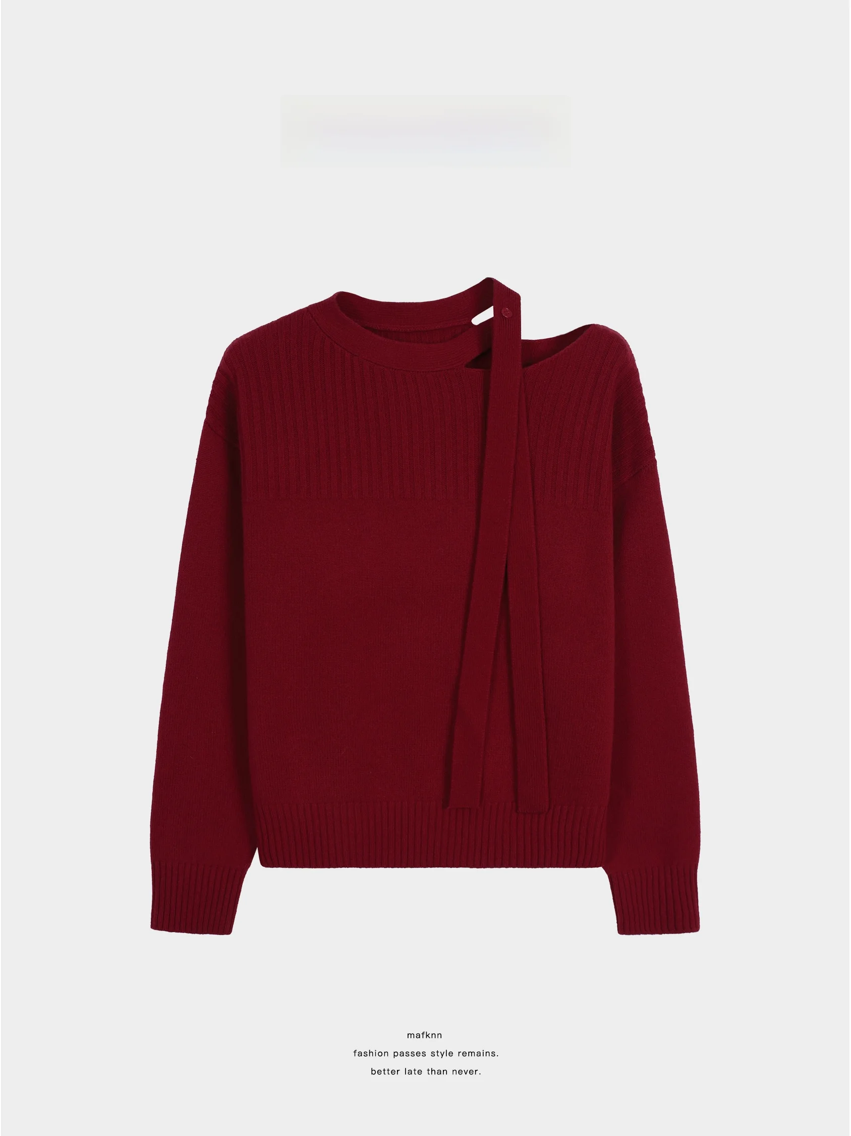 

Коллекция JioJio: Женский свитер из 100% шерсти с вырезами на плечах и бантом, свободный крой, длинный рукав, средней длины, зимний трикотаж