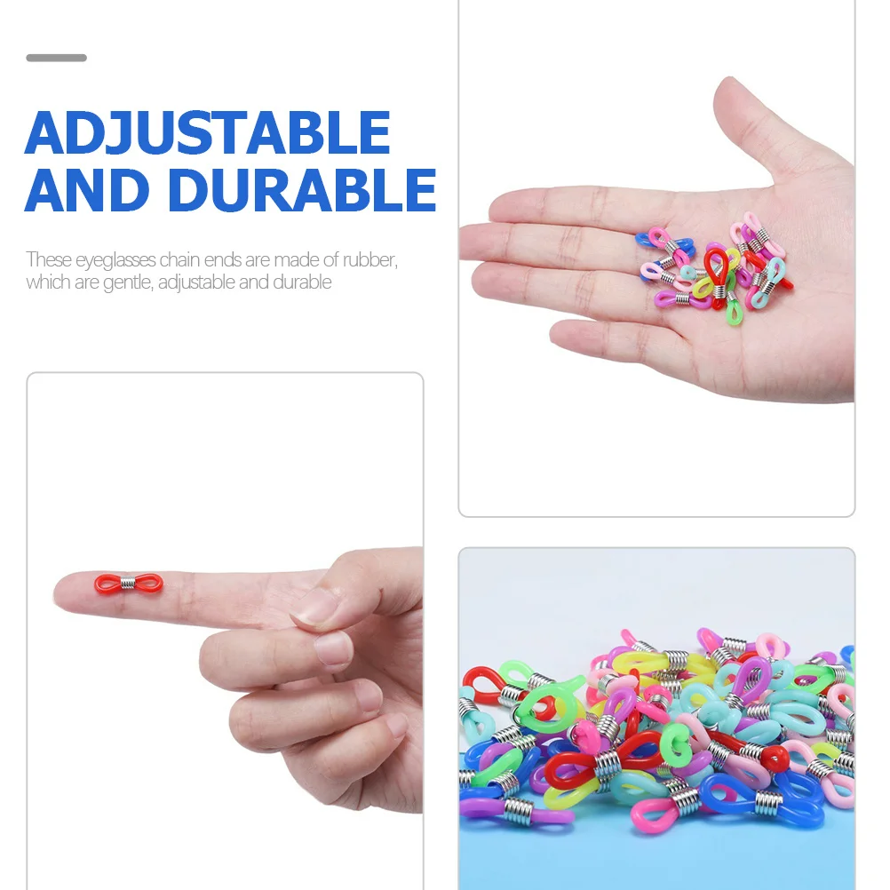 

100Pcs Anti-Lost Eyeglass Chain Ends Adjustable Rubber Connectors Durable Glasses Strap Accessories Sunglasses Holder