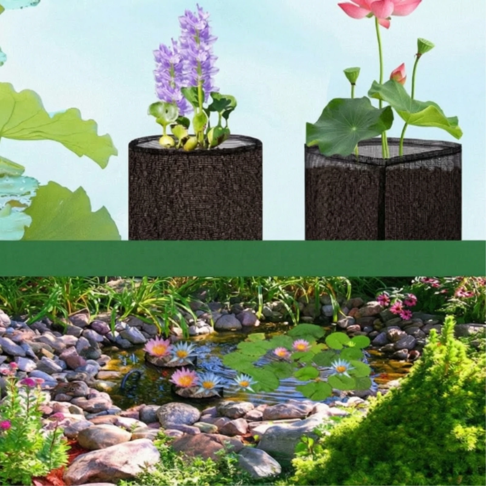 4 Pieces Aquatic Planter Breathable Aquatic Plant Mesh Pot Foldable Water Plant Pot Washable