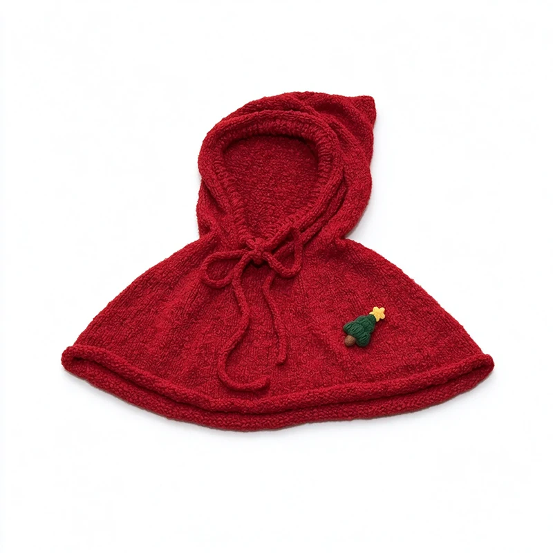 Handmade Colorful Christmas Pixie Women’s Beanie Custom Crochet Plush Star Knit Cloak Hat Men Winter Warm Festival Accessory