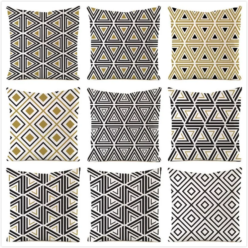 

Office Sofa Car Cushion Cover Luxury Home Decor Pillow Cover Simple Geometric Plaid Stripe Pattern