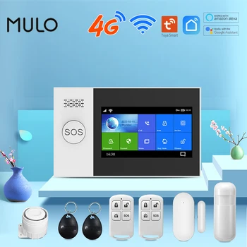 Tuya 4G Home Alarm Smart Home Drahtlose alarm system Für Home Garage Touchscreen Alarme Mobile APP Fernbedienung Unterstützung alexa