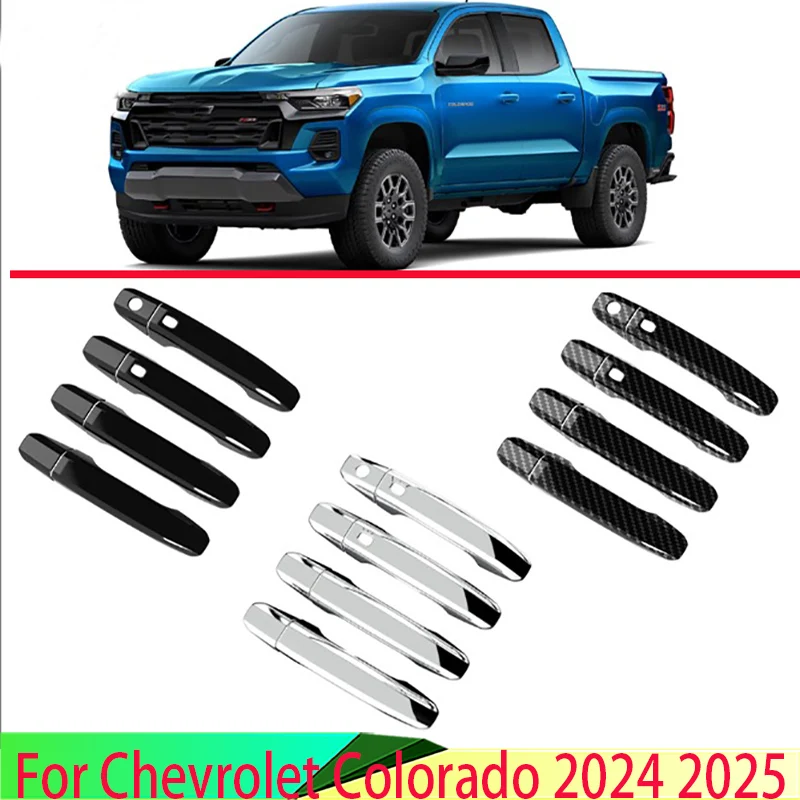 For Chevrolet Colorado 2024 2025 Car Accessories ABS Chrome Door Handle Cover With Smart Key Hole Catch Cap Trim Molding