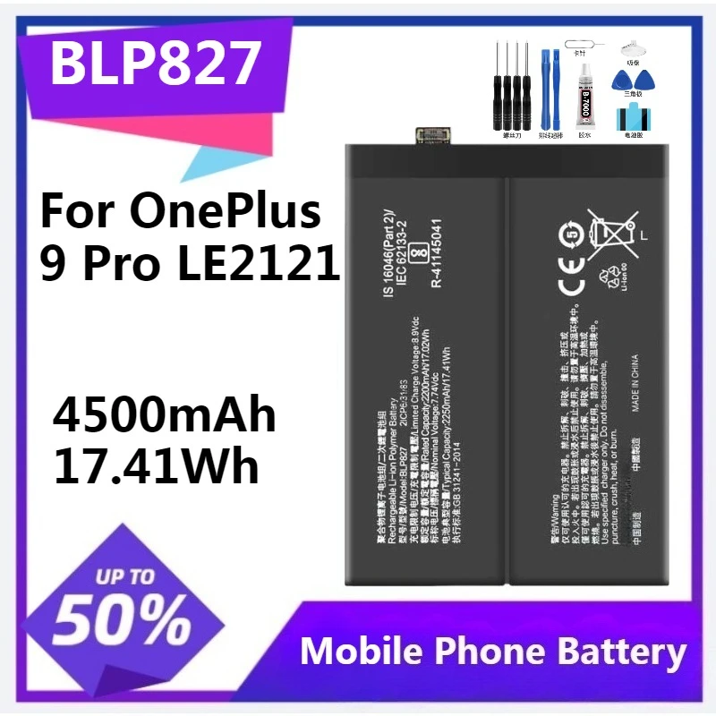 

BLP827 Replacement Battery for OnePlus 9 Pro LE2121 LE2125 LE2123 LE2120 LE2127 with Repair Tools Kit 4500mAh 17.41Wh Battery