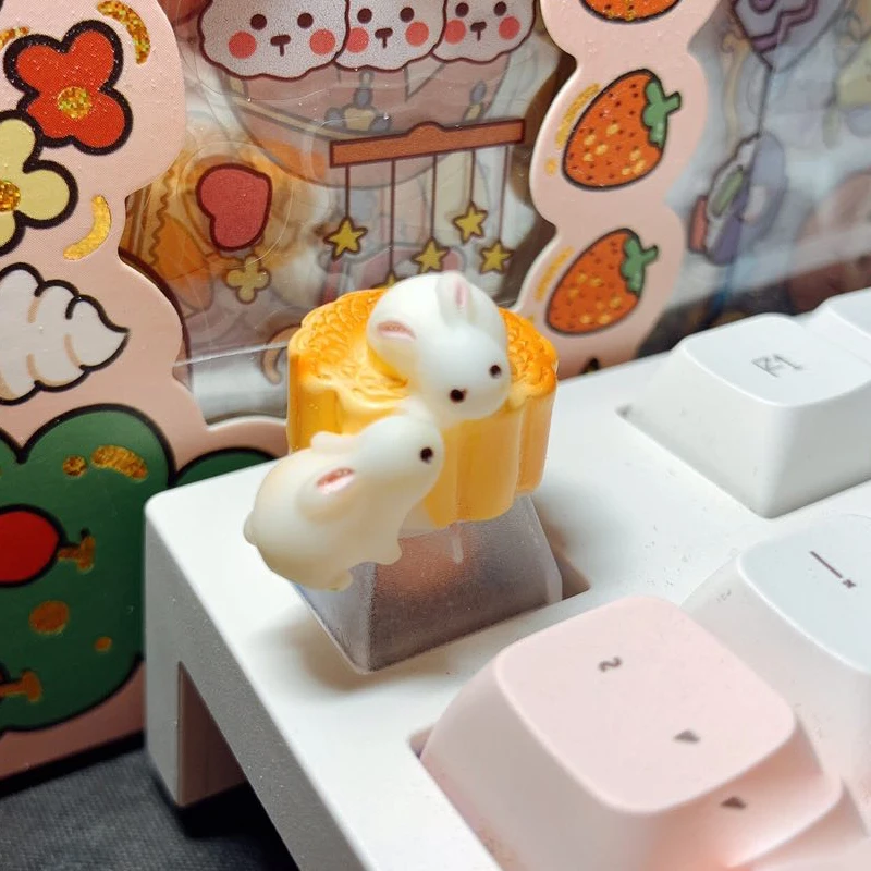 Mid Autumn Festival Moon Cake Festival Rabbit Keycap Personality Resin R4 ESC Gift Cross Mechanical Keyboard Keycap