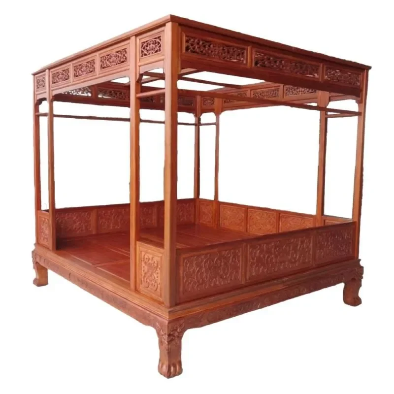 Antique furniture Solid wood double bed Pear wood bed