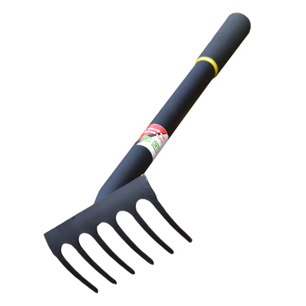 

1pc Manganese Steel Garden Rake Farm Implement Heavy Duty Hand Cultivator Loosening Soil Tool Non-Slip Handle Weeding Soil