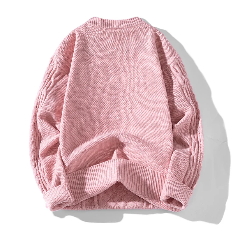 

Осень-зима, мужской вязаный свитер с круглым вырезом, молодежные жизненные повседневные пуловеры, однотонный свободный вязаный пуловер, мужские теплые свитера